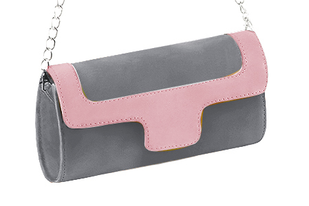 Dove grey and light pink luxurious elegant clutch for ceremonies, weddings and evenings out.